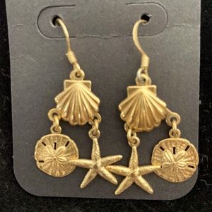 Gold Seashell Drop Earrings